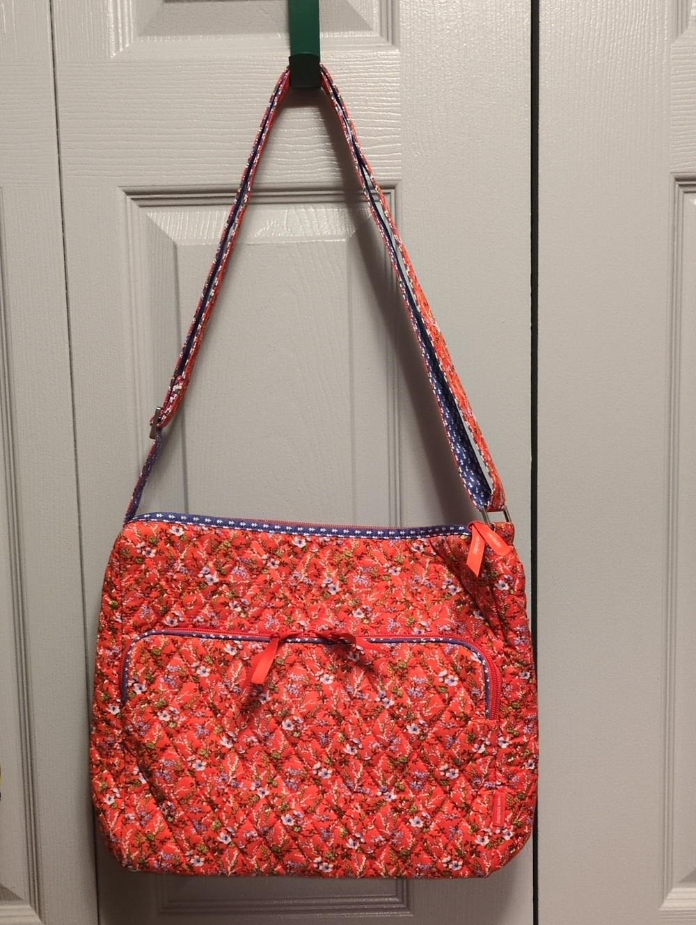 Quilted Floral Crossbody Bag - Coral Pink